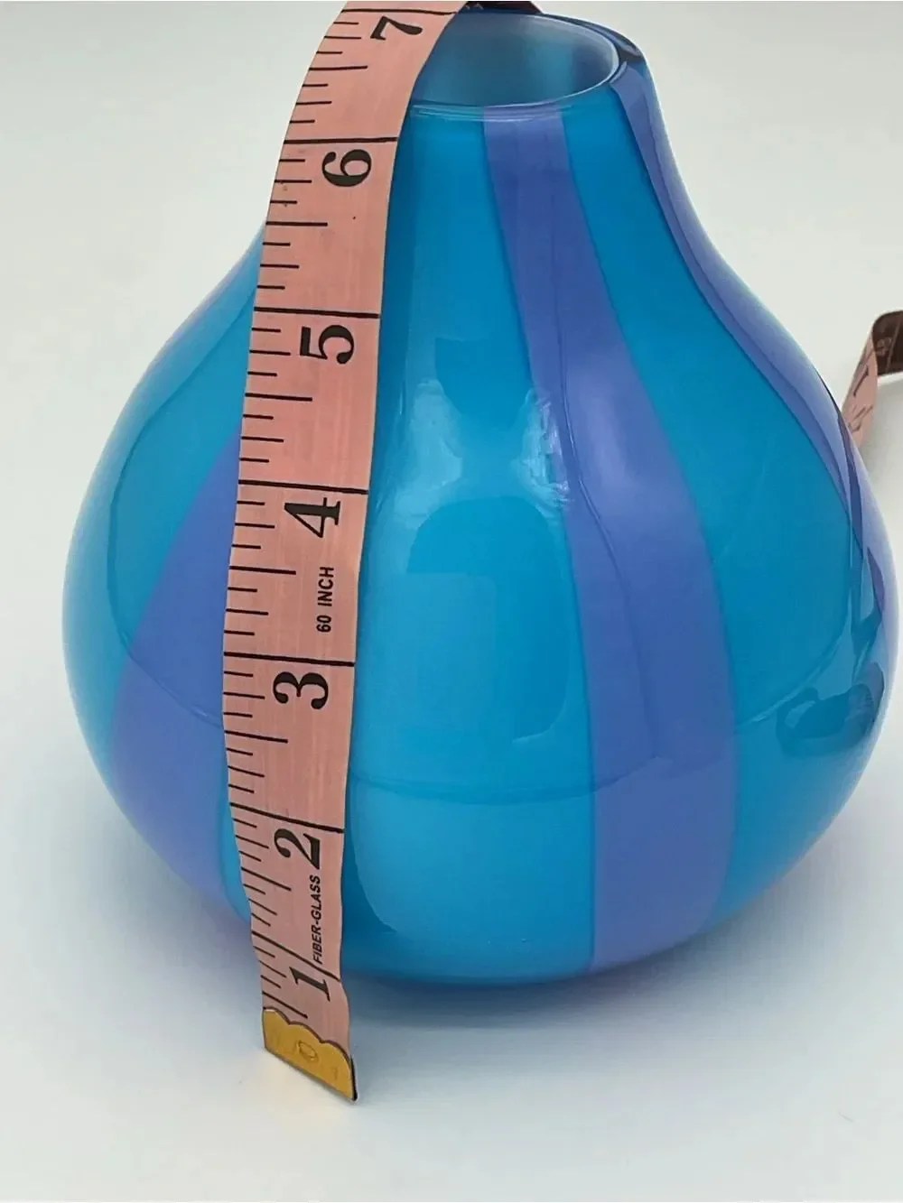 Pier 1 Blue & Purple Striped Art Glass Vase
